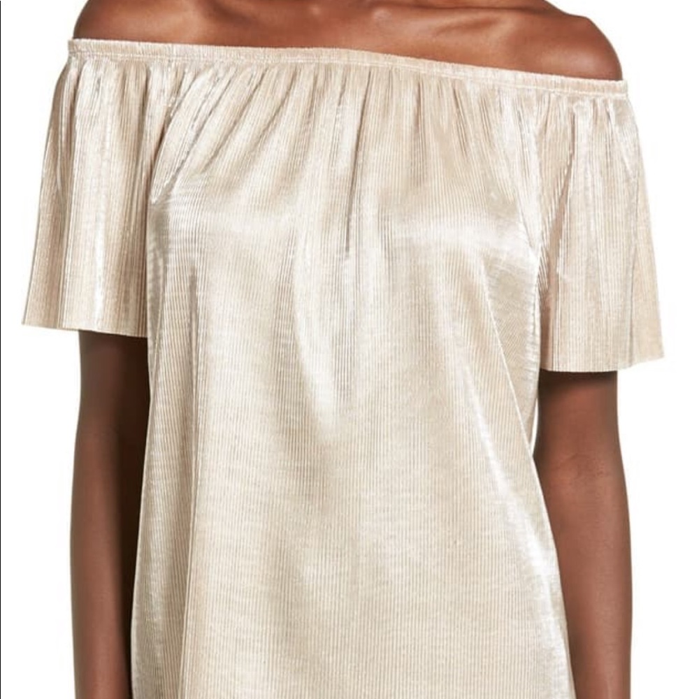 Soprano Metallic Off the Shoulder Top